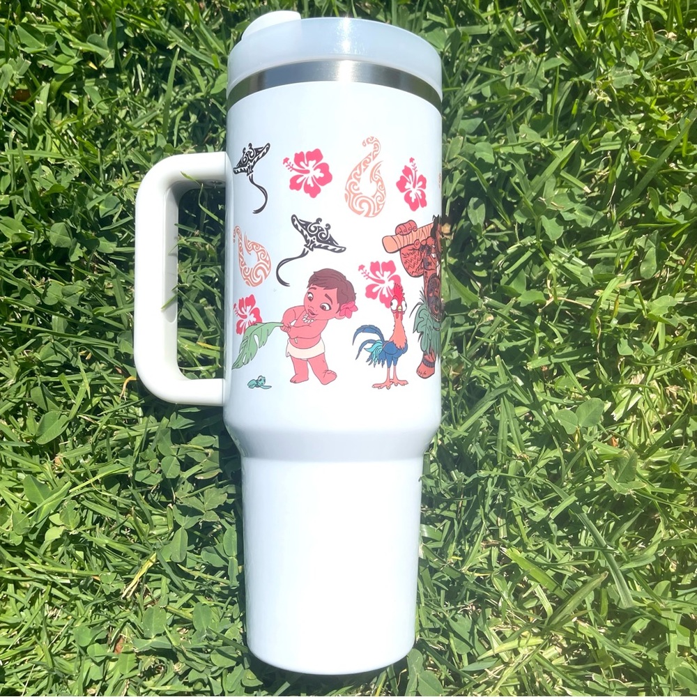 Custom 40 oz Tumbler Walt Disney Moana Maui Heihei Pig Pua Brand new dou… - Picture 8 of 8